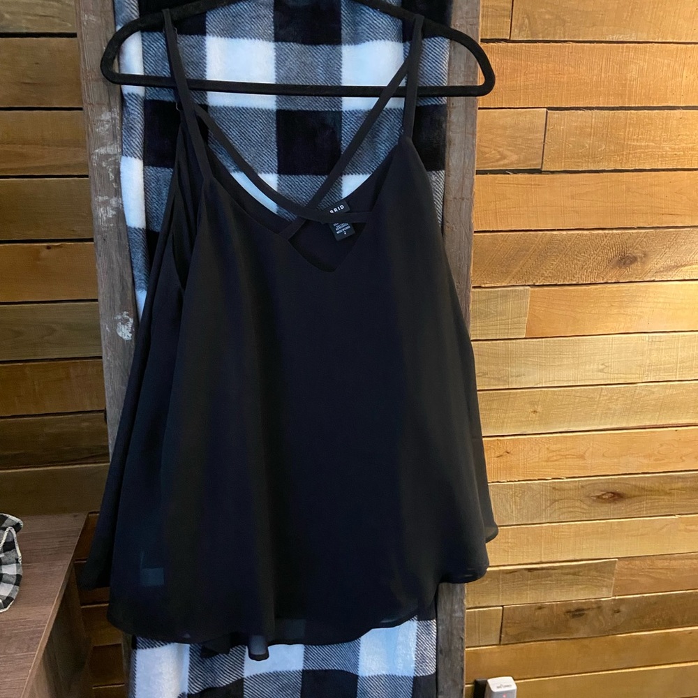 Black Sleeveless Chiffon Top